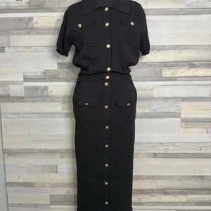 Elegant Button-Down Terno Top and Skirt